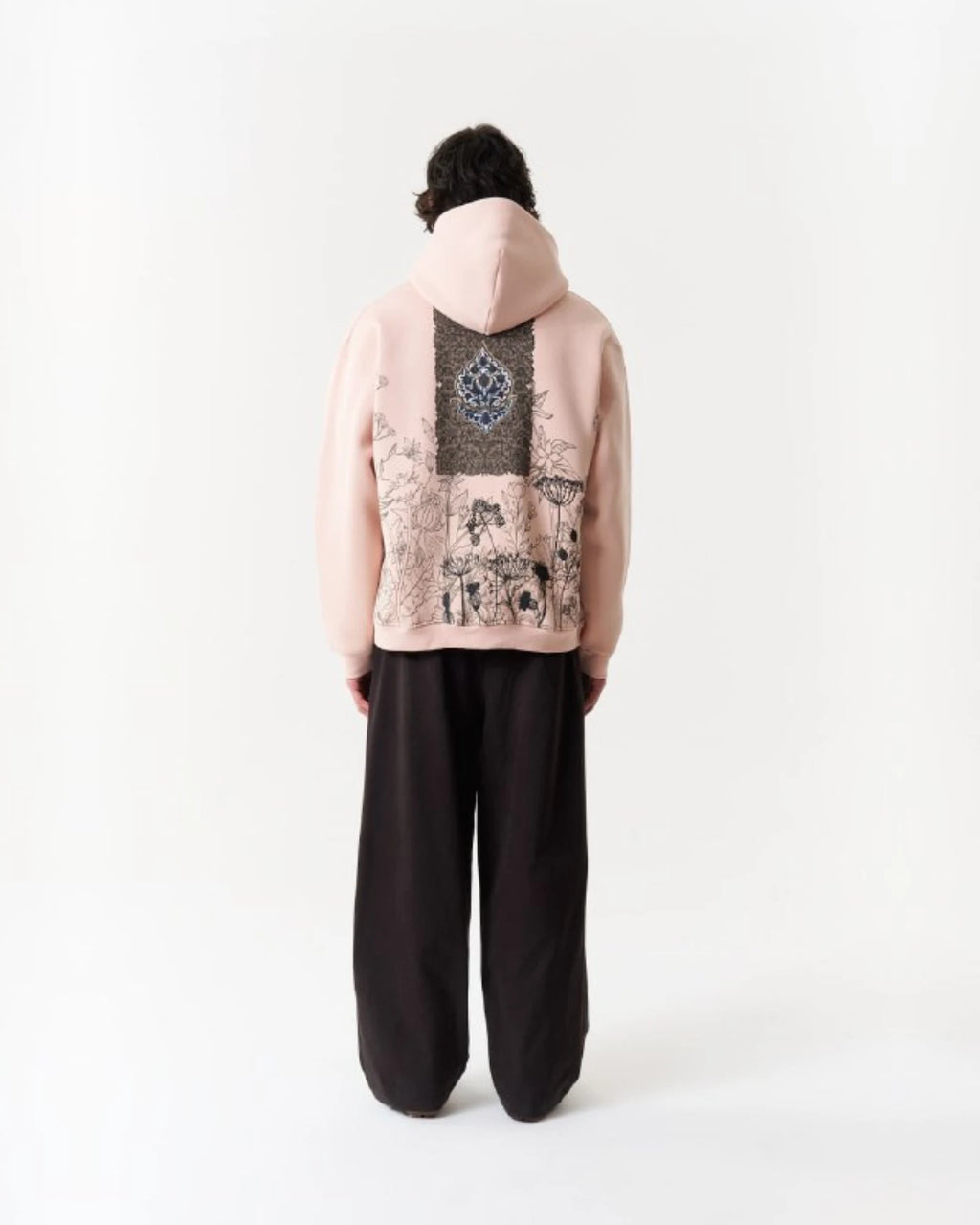 Ornament Patchwork Art Oversized Hoodie in pink, photo 3