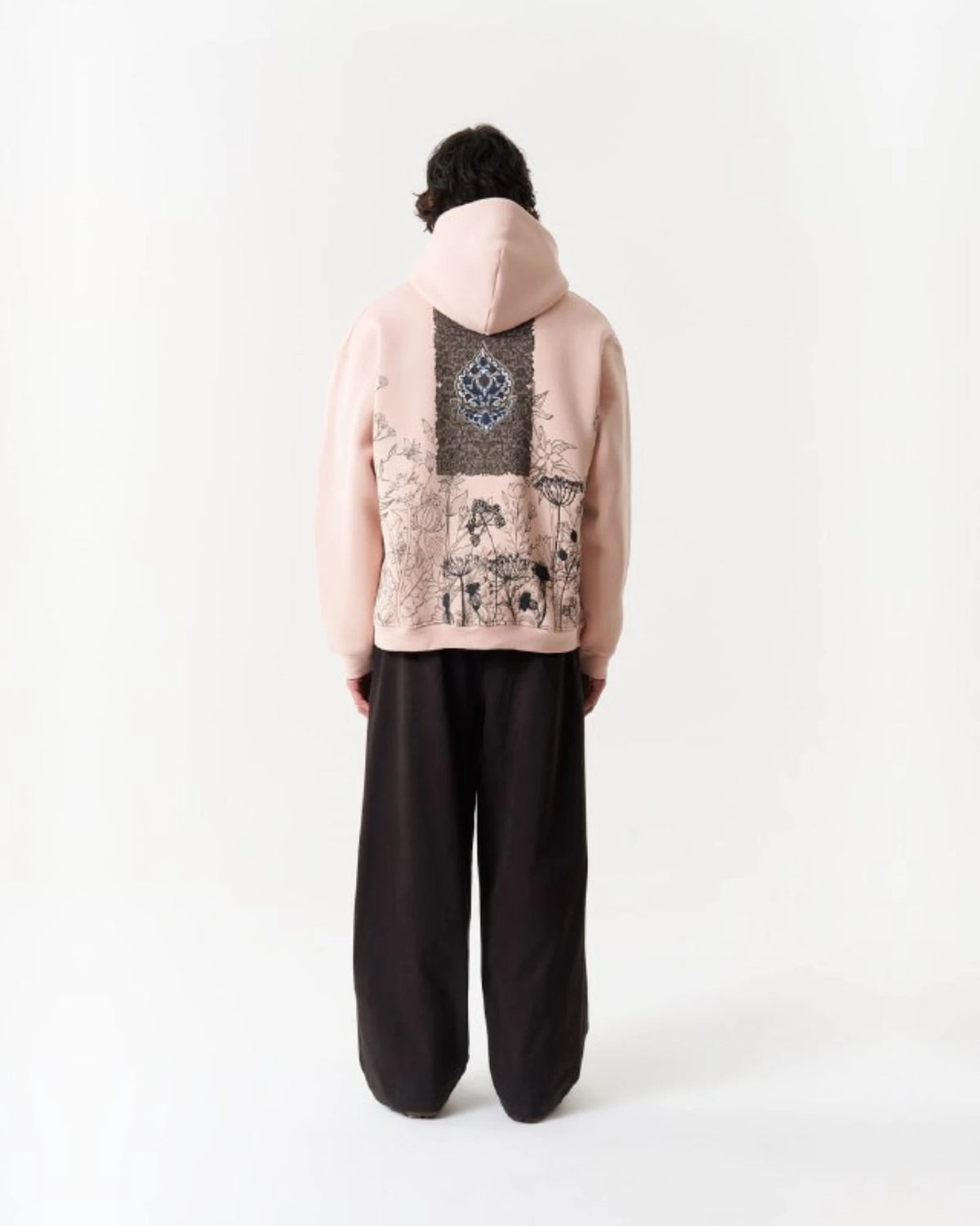 Ornament Patchwork Art Oversized Hoodie in pink, photo 3