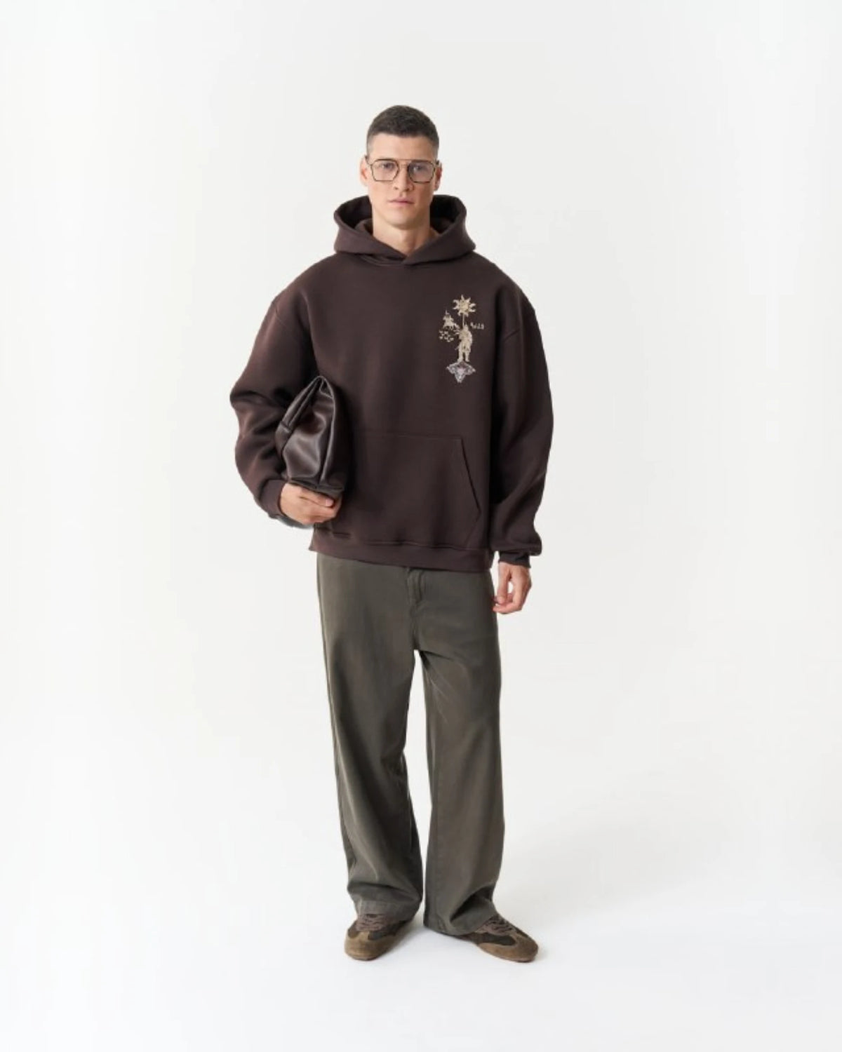 Ornamental Horsemen Art Oversized Hoodie in brown, photo 1