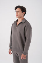 Unisex Oversize Half-Zip Sweatshirt & Baggy Sweatpants Set
