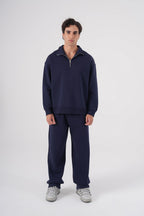 Unisex Oversize Half-Zip Sweatshirt & Baggy Sweatpants Set