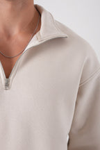 Unisex Oversize Half-Zip Sweatshirt & Baggy Sweatpants Set