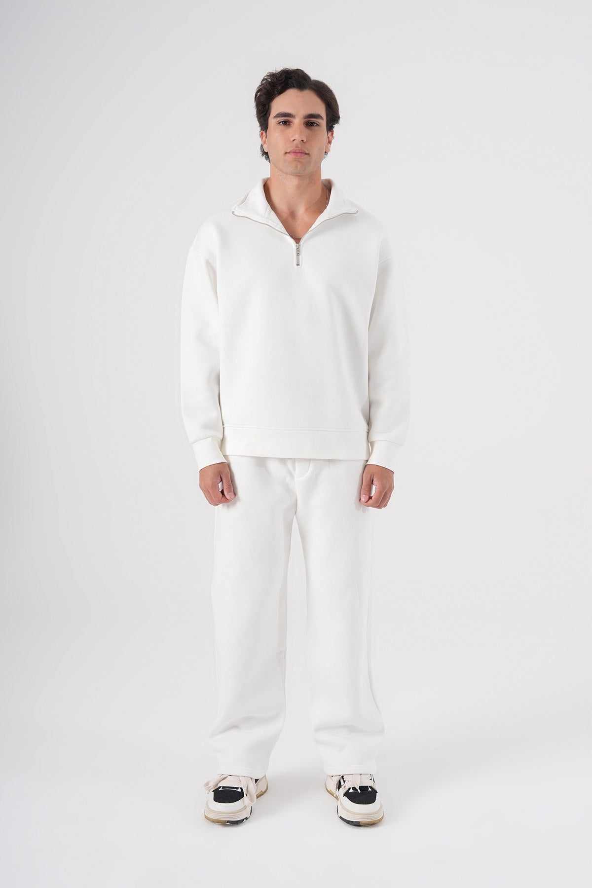 Unisex Oversize Half-Zip Sweatshirt & Baggy Sweatpants Set