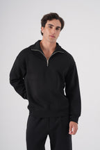Unisex Oversize Half-Zip Sweatshirt & Baggy Sweatpants Set