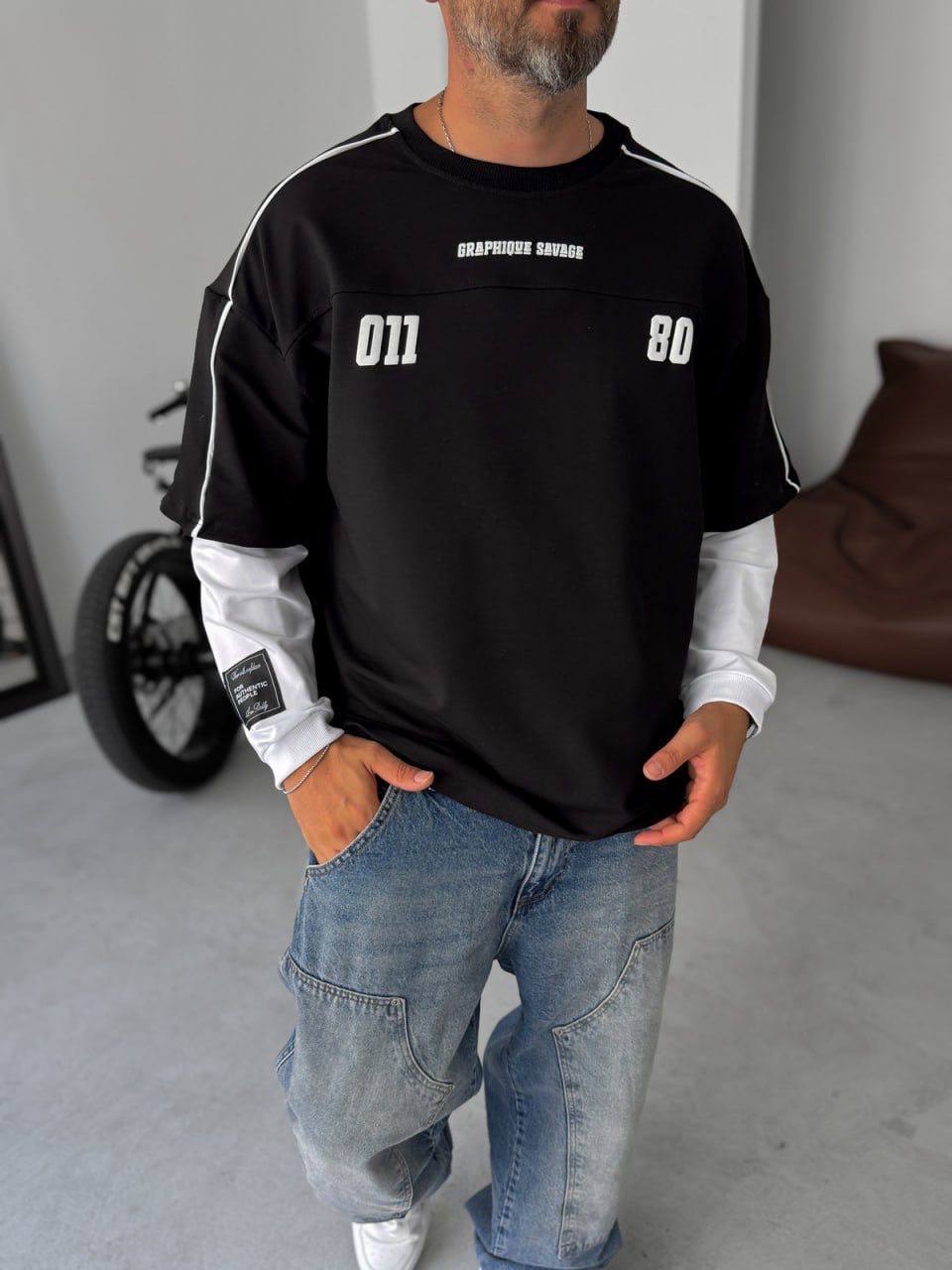 Unisex Graphic Print Oversize T-Shirt - American Football Style