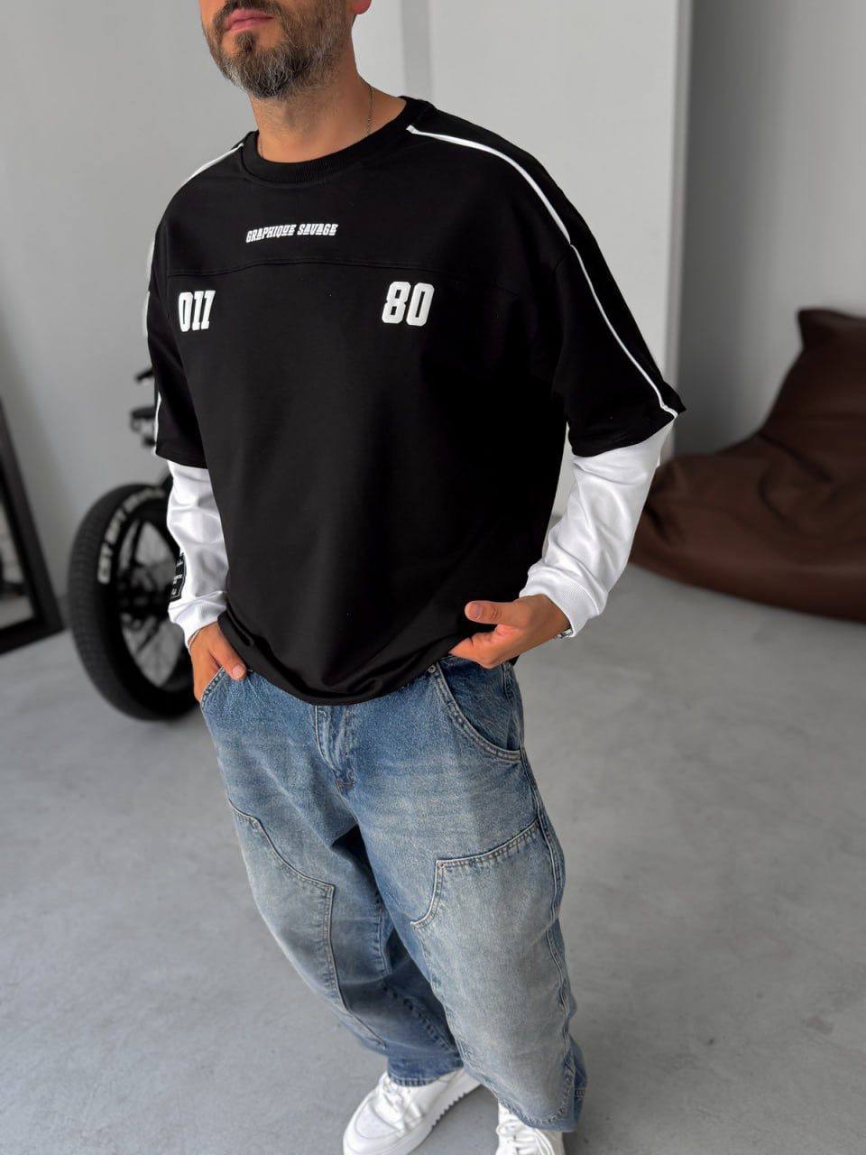 Unisex Graphic Print Oversize T-Shirt - American Football Style