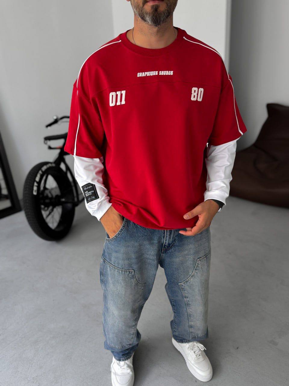 Unisex Graphic Print Oversize T-Shirt - American Football Style