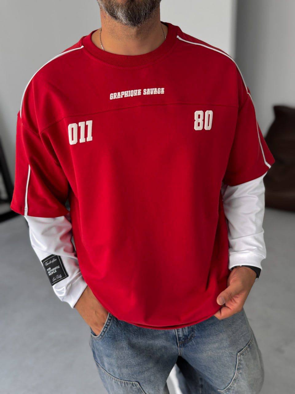 Unisex Graphic Print Oversize T-Shirt - American Football Style