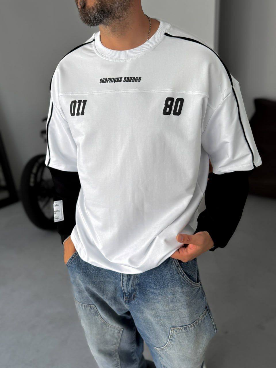 Unisex Graphic Print Oversize T-Shirt - American Football Style