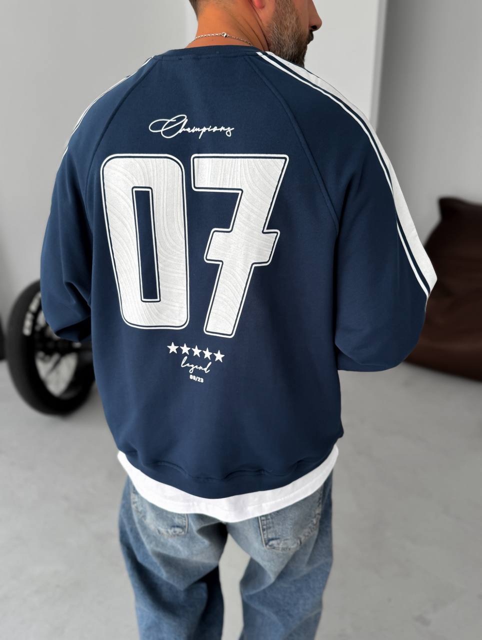 Unisex Oversize Sweatshirt with Varsity Stripes