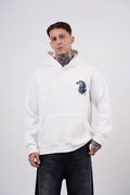 Blue Eagle Wings Graphic Oversized Hoodie in Cream - front view
