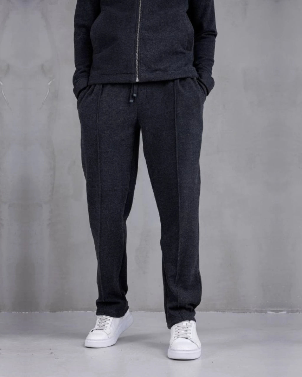 Piqué Knit Mock Neck Zip Sweatshirt in anthracite, photo 3