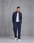 Piqué Knit Mock Neck Zip Sweatshirt in navy, photo 1