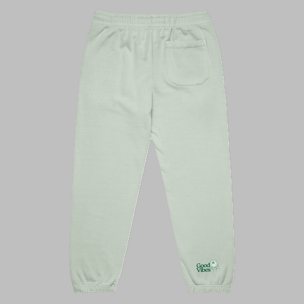 Good Vibes Fleece Sweatpants – Green, back view