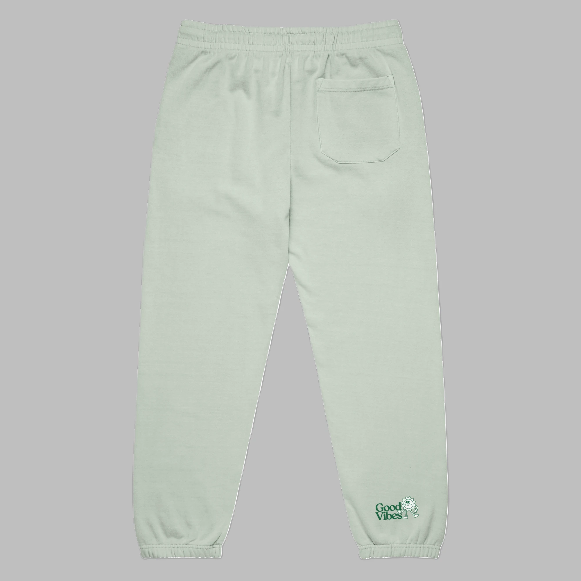 Good Vibes Pistachio Heavyweight Fleece Sweatpants Back View - Withinblack