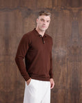 Polo Collar Fine Knit Sweater in brown, photo 1