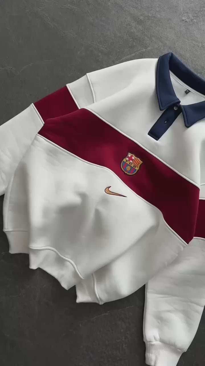 FC Barcelona Retro Rugby Polo Sweatshirt