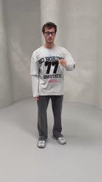 No Boring 77 Varsity Graphic Tee