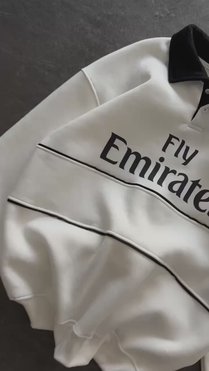 Real Madrid "Fly Emirates" Retro Rugby Polo.