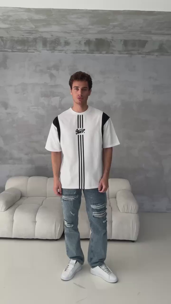 Men’s Graphic Logo T-Shirt – Stripe Cotton Tee