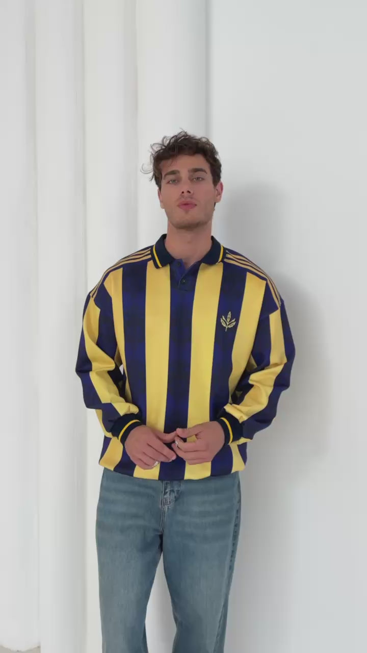 90s Retro Football Jersey Polo – Oversized Blokecore Longsleeve