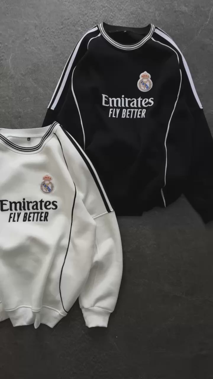 Real Madrid Emirates Piped Crewneck Sweatshirt.
