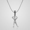 Men's rhodium-plated 925 sterling silver bodybuilder pendant necklace