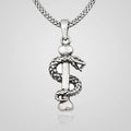 Men's oxidized 925 sterling silver coiled snake pendant necklace