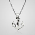 Men's oxidized 925 sterling silver classic anchor pendant necklace