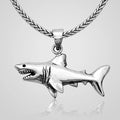 Men's oxidized 925 sterling silver shark pendant necklace