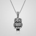Men's oxidized 925 sterling silver owl pendant necklace