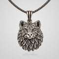 Men's oxidized 925 sterling silver wolf head pendant necklace