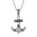 Men's oxidized 925 sterling silver ship anchor pendant necklace