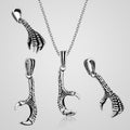 Men's oxidized 925 sterling silver eagle claw pendant necklace