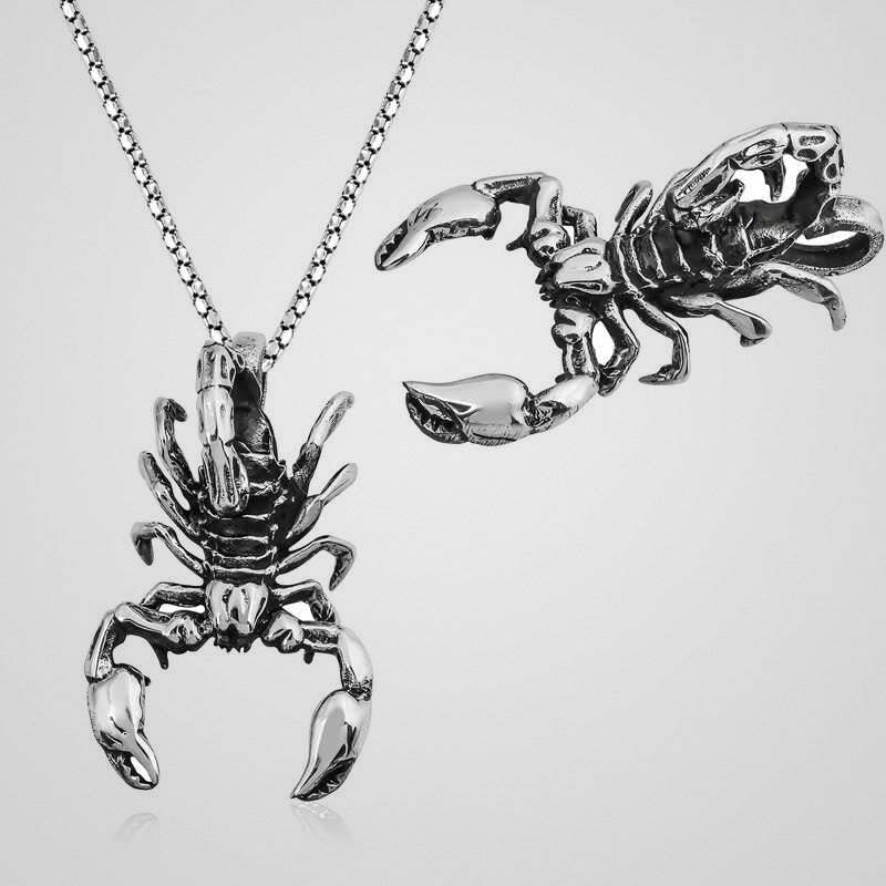 Men's oxidized 925 sterling silver scorpion pendant necklace