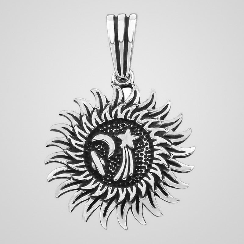 Men's oxidized 925 sterling silver spiral galaxy pendant
