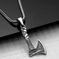 Men's oxidized 925 sterling silver Viking axe pendant necklace