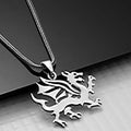 Men's oxidized 925 sterling silver dragon pendant necklace