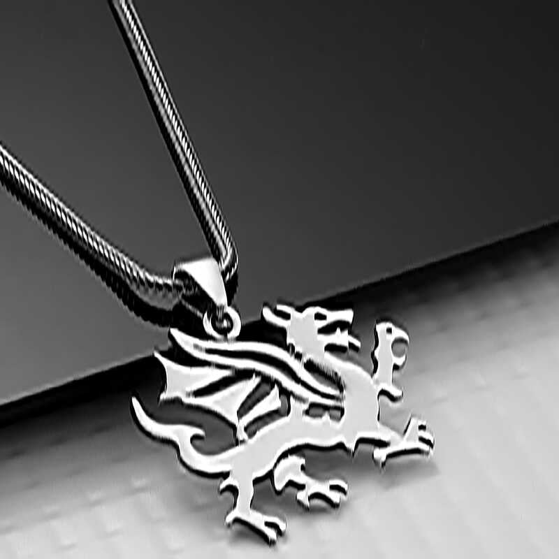 Men's oxidized 925 sterling silver dragon pendant necklace