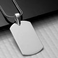 Men's polished 925 sterling silver dog tag pendant necklace