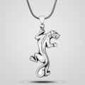 Men's oxidized 925 sterling silver tiger pendant necklace