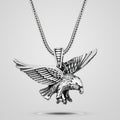 Men's oxidized 925 sterling silver flying eagle pendant necklace
