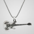 Men's oxidized 925 sterling silver electric guitar pendant necklace
