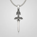 Men's oxidized 925 sterling silver ornate hilt sword pendant necklace