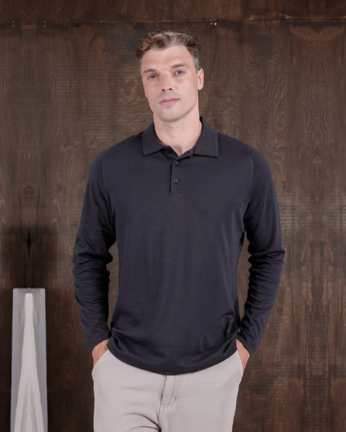 Raglan Polo Collar Sweatshirt in anthracite, photo 1