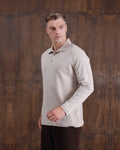 Raglan Polo Collar Sweatshirt in beige, photo 1