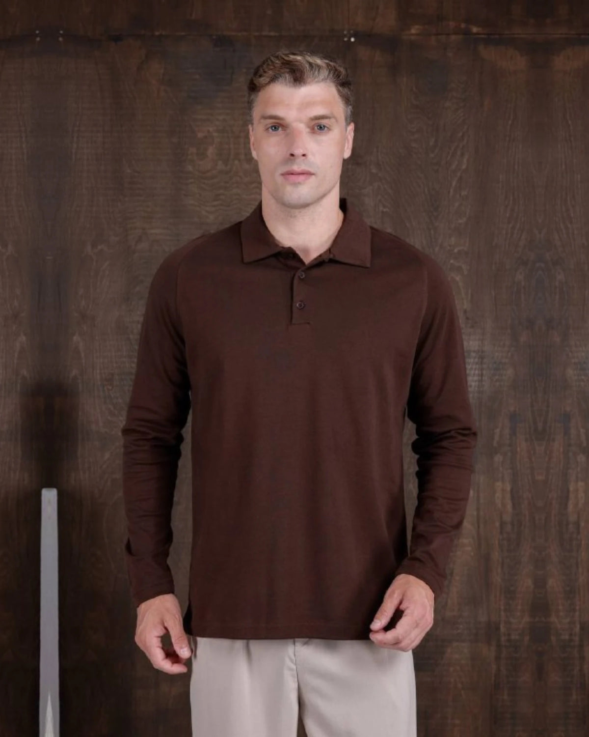 Raglan Polo Collar Sweatshirt in brown, photo 1