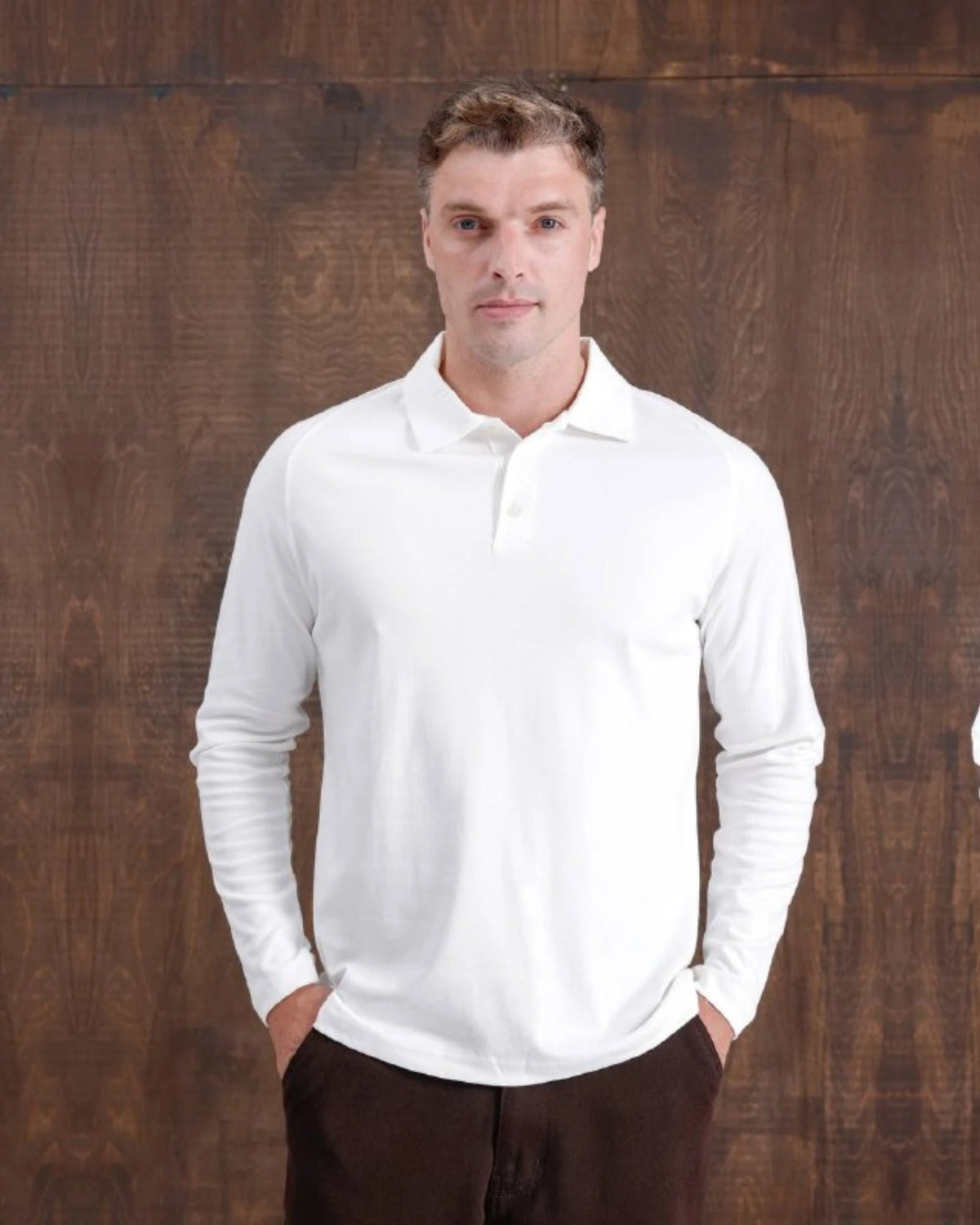 Raglan Polo Collar Sweatshirt in white, photo 1