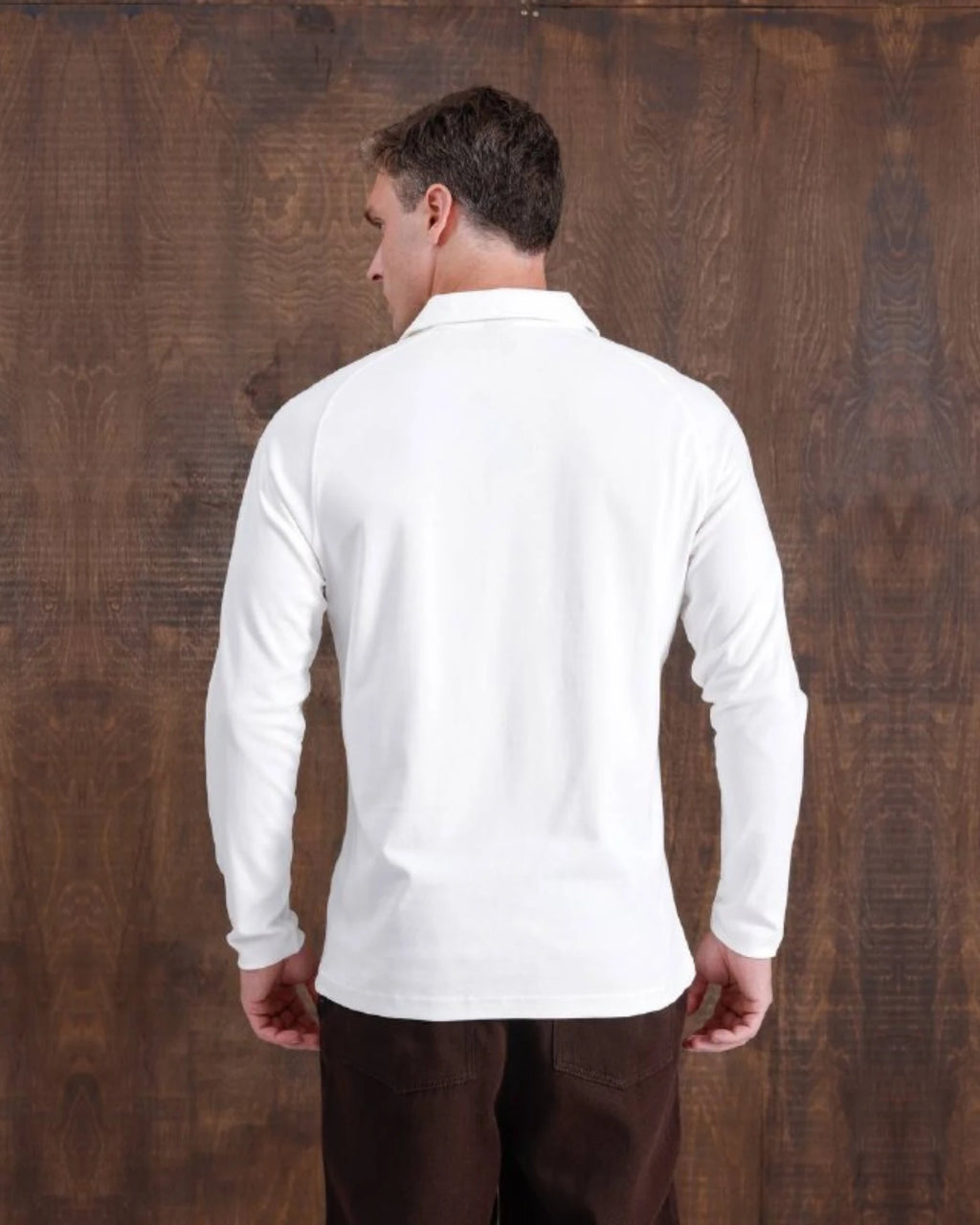 Raglan Polo Collar Sweatshirt in white, photo 2