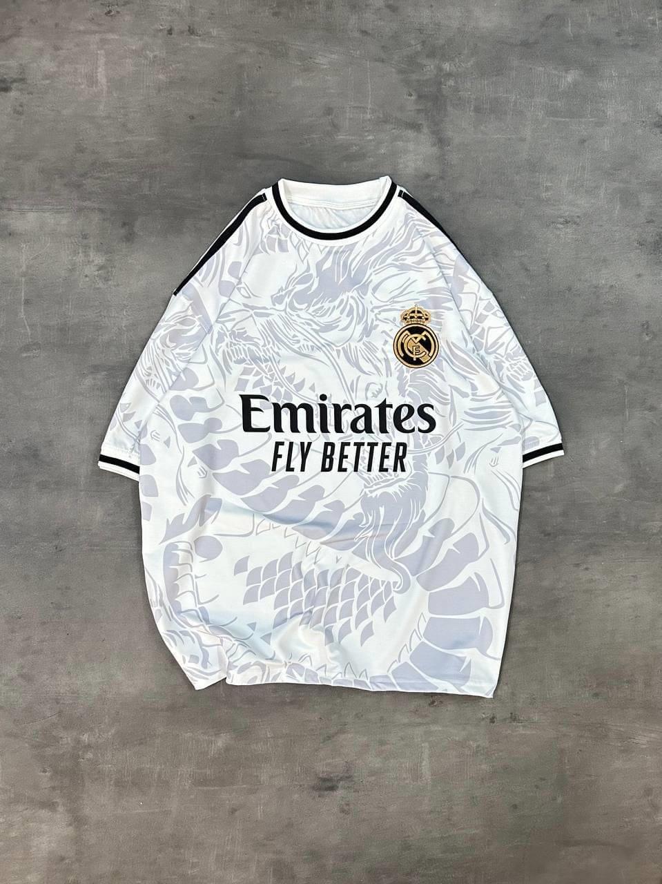 Real Madrid Dragon Print Oversized T-shirt - Premium 2-Thread Lycra Blend.